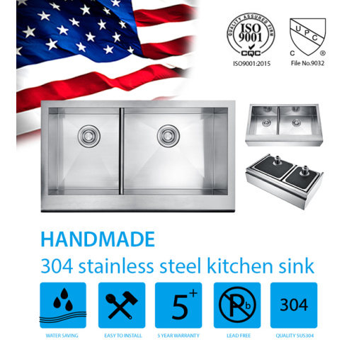 CUPC Handmade Stainless Steel Farmhouse Kitchen Sink