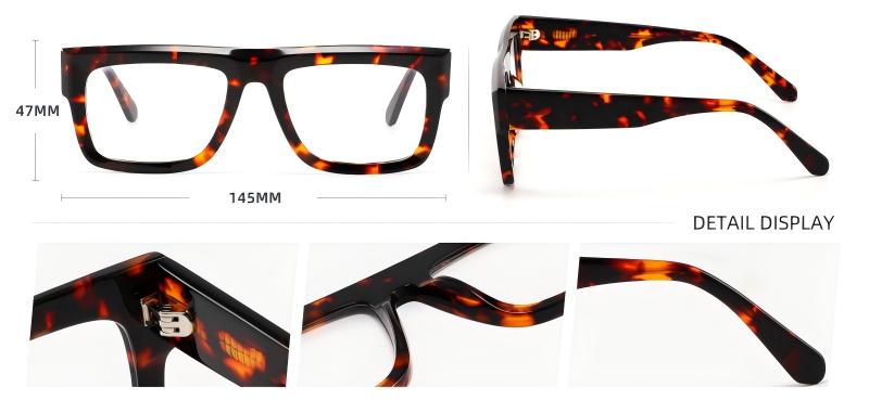 Mellume Bold Square Flat-Top Acetate Eyeglasses detail