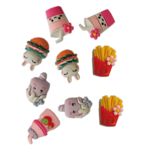 Kawaii Miniature Food Chips Drinking Hamburger Popsicle Resin Flat Back Cabochon For Art Supply Decoration Charm Craft