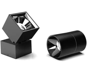 Smart, Adjustable Square COB Downlights: Anti-Glare LED Folding Spot Lights with Surface Mount Option