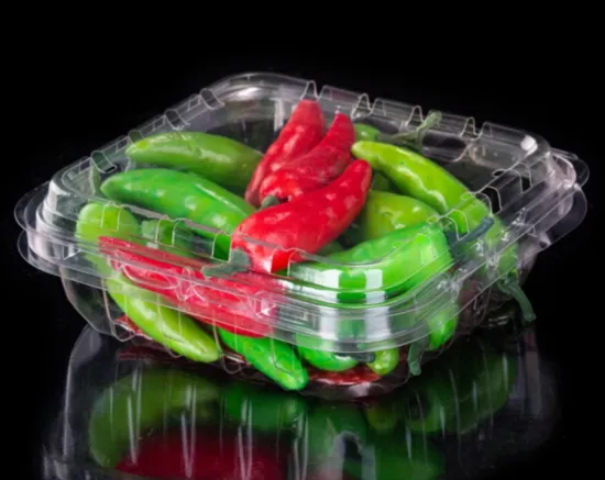 Plastic box for vegetable packaging