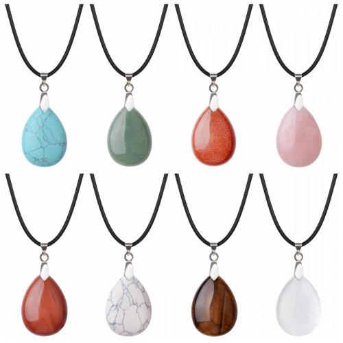 Crystal 25x35mm Teardrop Pendant Necklace women Men