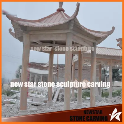 Chinese Six-Angle Pavilion in Garden