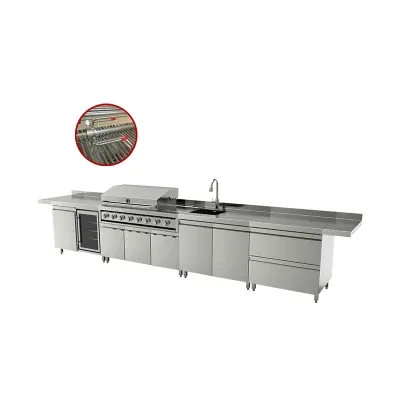 Stainless Steel Waterproof Outdoor Modular Kitchen Built-in Gas Grill BBQ