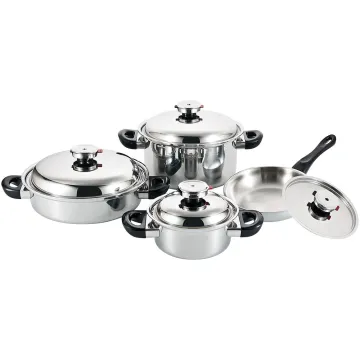 8Pcs Stainless Steel Aluminum Core Waterless Greaseless Cookware Set - Microwave & Dishwasher Safe