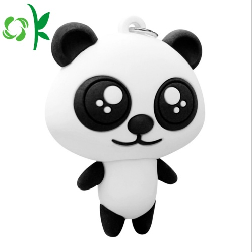 Customizd 3D Panda Silikon Mjuk PVC Metall Nyckelring