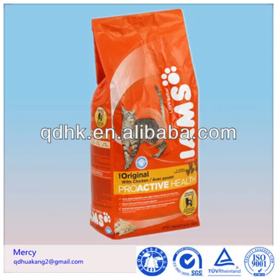 Side gusset plastic food bag for cat
