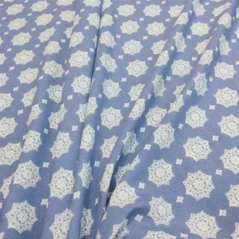 Woven Viscose Printed Blue Diamond Skirt Fabric