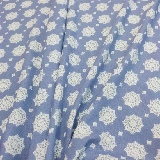 Woven Viscose Printed Blue Diamond Skirt Fabric