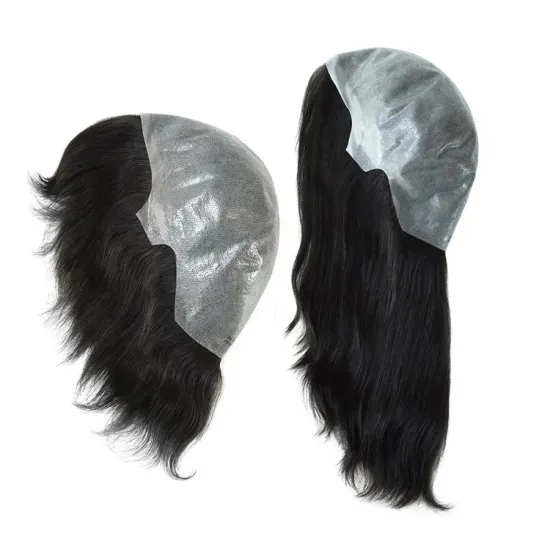 High-Quality Medical Wigs: Stock Virgin Remy Human Hair with Invisible Hairline and Full Poly Thin Skin for Alopecia and Hair Loss Patients