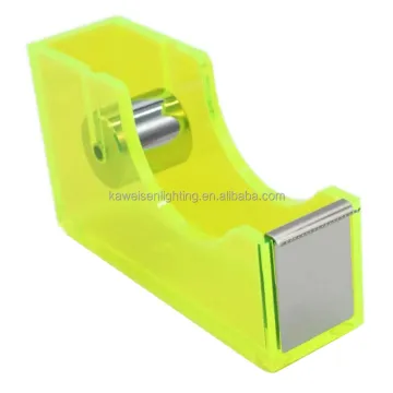 Fluorescent Yellow Custom Translucent Plastic Handheld Tape Holder for Office Desktop Accessories and Acrylic Tape Cutting Machines