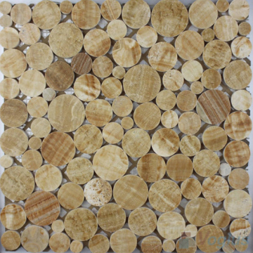 Yellow Polished Bubble Marble Mosaic Tile