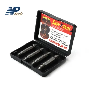Naipu 4-Piece Double-Ended Stripped Screw Extractor Set for Removing Damaged or Broken Bolts, Studs, and Screws