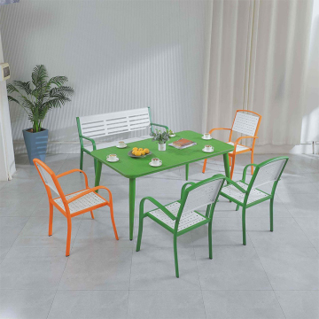 Lightweight Aluminum Garden Furniture Set - Colorful Nodic Arm Chair & Table