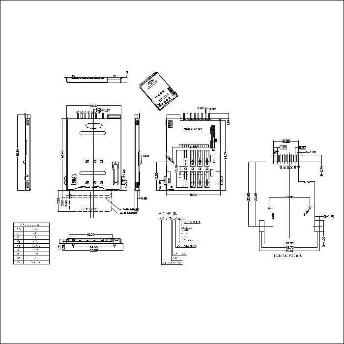 SIM series 8Pin with boss 1.85mm large foot height connector ATK-SIM8B185AL013