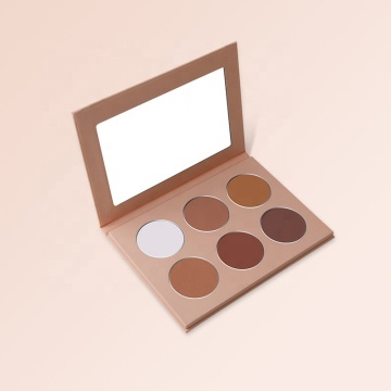 OEM ODM Private Label 6-Wolor Cosmetics Palette-Contour, Blush, Bronzer, Highlighter, Waterproof, Panjang Terkaca