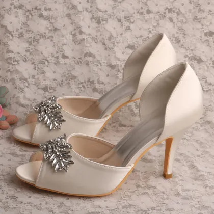 New Design Open Toe Satin Bridal Footwear Online