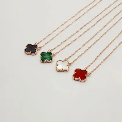 Sterling silver four-leaf clover necklace pendant