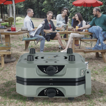 Portable Dual-Burner Stainless Steel LP Gas Patio Heater for Efficient Camping Warmth