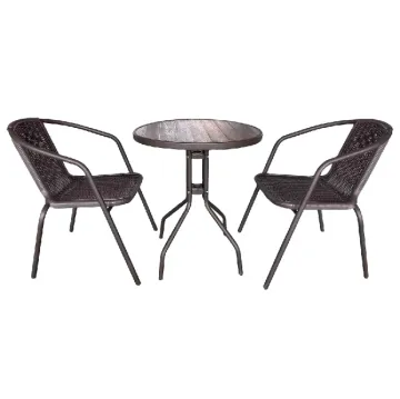 3 Piece Outdoor Bistro Set - Patio Wicker Rattan Furniture Garden Sofa Chair Set