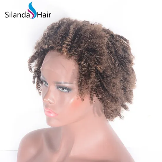 #4-27 Curly Brazilian Remy Human Hair 12" Lace Frontal Wigs