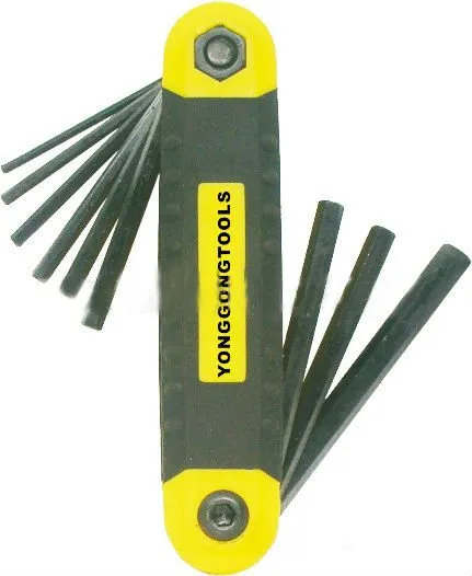 9PCS winding vanadium steel IRON STEEL CASE HEX KEY Folding Hex Key