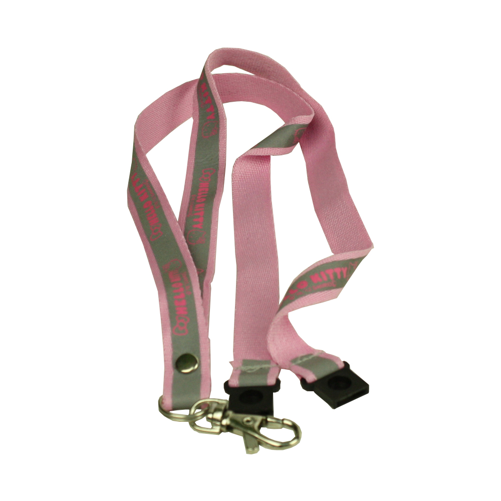 Pink Polyester Lanyard met veerklem van zinklegering