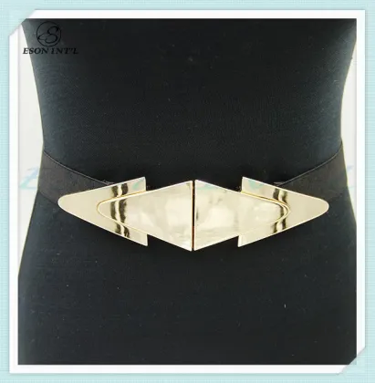Fashion Gold Arrow Bluck Women Elastic Handmade Braided Belt