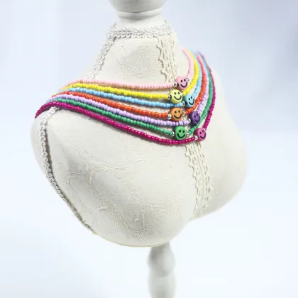 Rainbow glass bedas necklace set