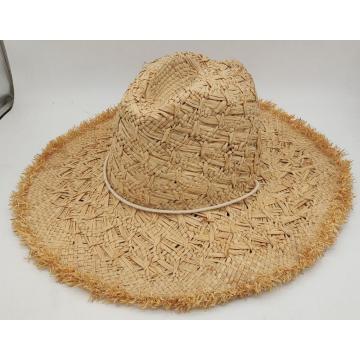 Rafia Western Cowboy Fedora Straw Hat