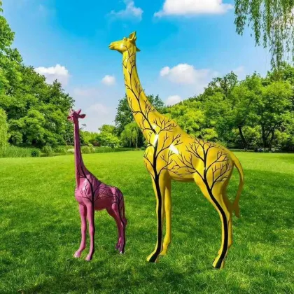 Life size fiberglass giraffe sculpture