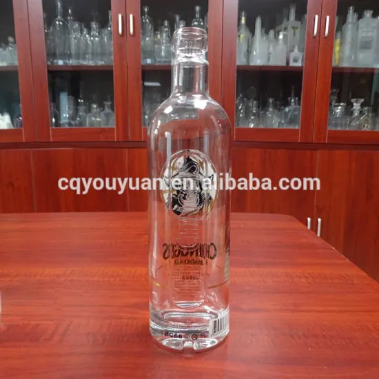 embossed 75 cl vodka glass bottle with cap