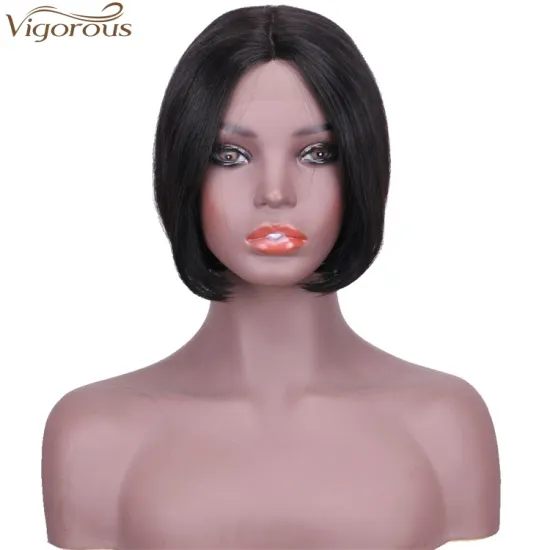 Vigorous Top Quality 8 Inches Short Bob Middle Part Lace Frontal Wigs Straight Black Human hair Wigs For Women Wholesale Price
