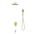 Gold Concealed Shower Set with ABS Square Panel - Wall Mounted Bathroom Kit