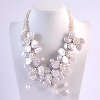 African Shell Bead Necklace Sea Pearl Jewelry