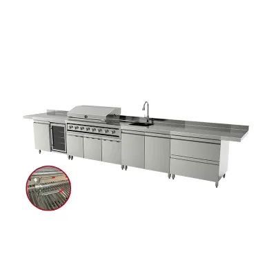 2024 Factory Supplier Barbecue Gas Grill Luxury BBQ Outdoor Cabinet with Wheels