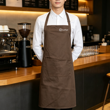 Solid‑Brown Logo‑Print Adjustable Apron