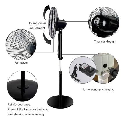 16 Inch Solar Floor Fan 25W Oscillating Standing Fan