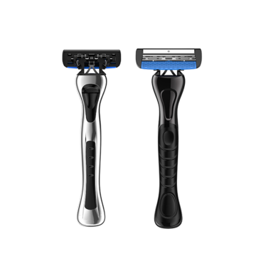 Affordable Triple-Blade Metal Handle Shaving Razors for High-Quality Men's Grooming