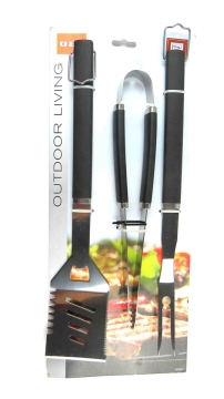 3pcs PP handle outdoor BBQ tongs BBQ spatula BBQ frok stainless steel BBQ tool set