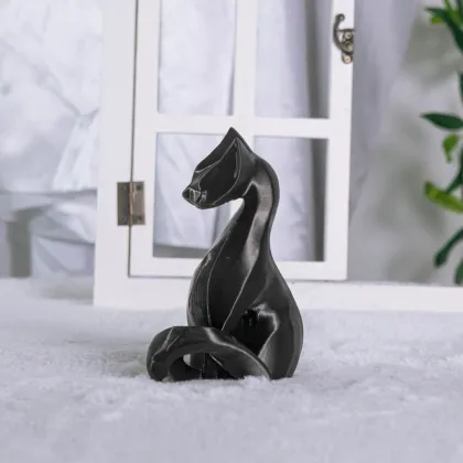 Black Abstract Cat Desktop Sculpture