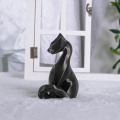 Escultura de mesa de gato abstrato preto
