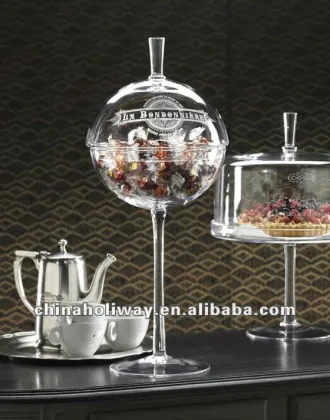 La Bonbonniere Glass Candy Dish, Glass Pedestal Cake Dome