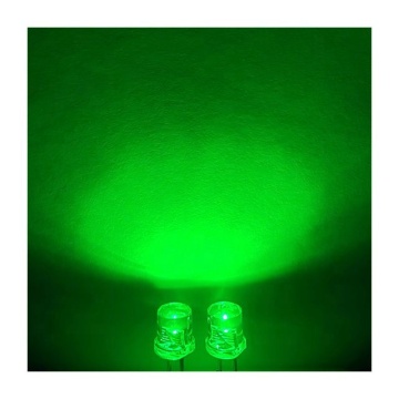 Low Price High Quality Green LED Diodes 0.06w 3.0-3.4V 5mm Flat Top Water Clear Lens Short Legs