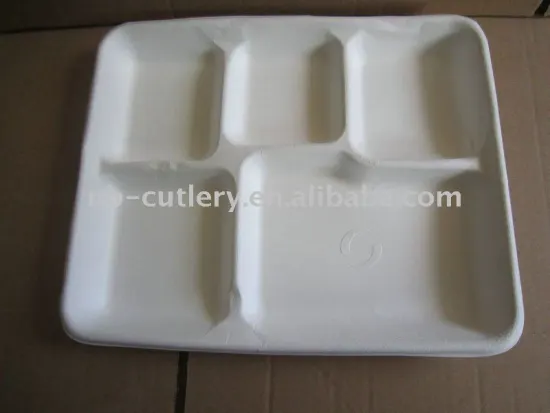 eco-friendly 5 compartments pulp food tray