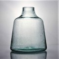 Kleine runde grün recycelte Glaskristallblume Vase