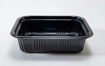 Rectangular Disposable Plastic Black Base Bento Box