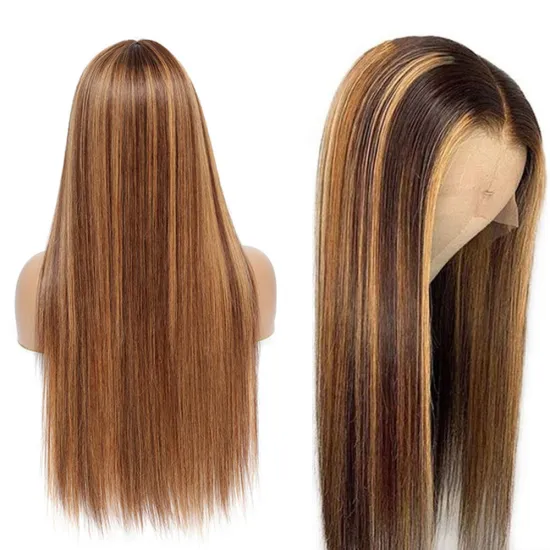 Wholesale 4/27 Piano Color Human Hair Ombre Highlight 4*4 HD Lace Closure Wig Mixed Color Hair Lace Front Wig for Black Woman