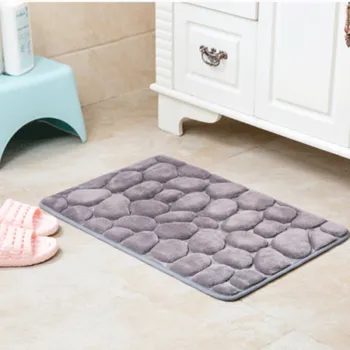 Light tan 40*60cm New Bathroom Soft Memory Foam Rug Kit Toilet Pattern Bath Non-slip Mats Floor Carpet Set Mattress