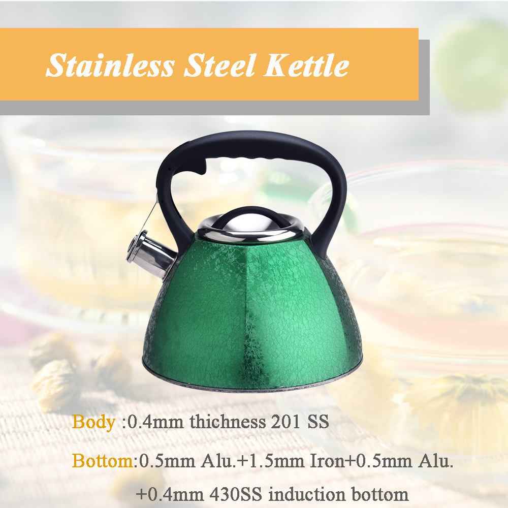 Whistling Green Color Kettle with Anti-Hot Handle